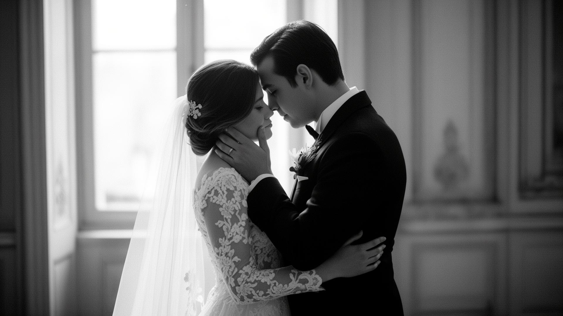 Bride photographed in soft window light before the ceremony